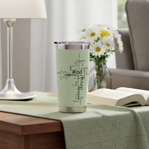 Christian words cross personalized insulated tumbler