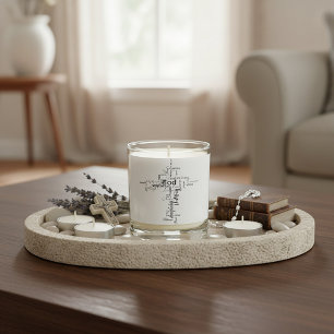 christian words cross scented candle