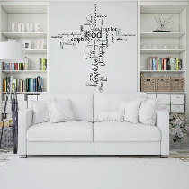 Christian words cross wall decal