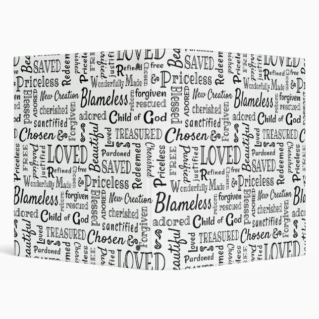 Christian Words of Affirmation Word Art 3 Ring Binder (Background)