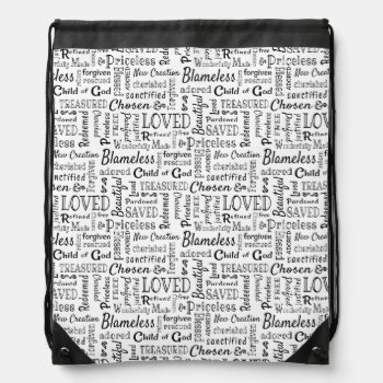 Christian Words Of Affirmation Word Art Drawstring Bag by CandiCreations at Zazzle