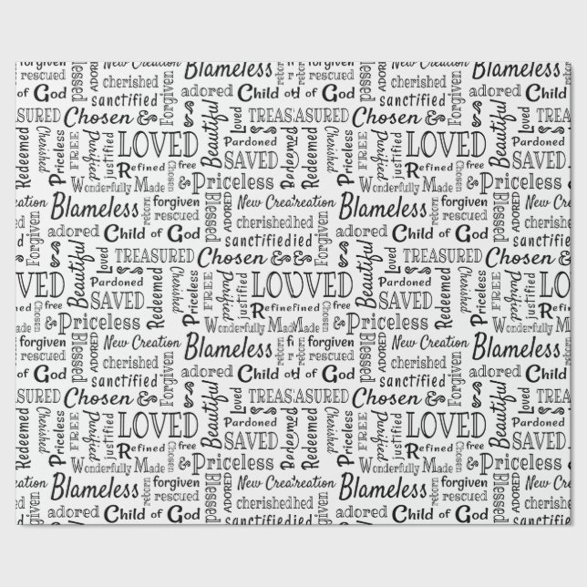 Christian Words of Affirmation Wrapping Paper (Seam)