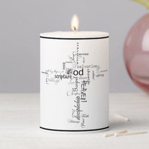 Christian words  pillar candle