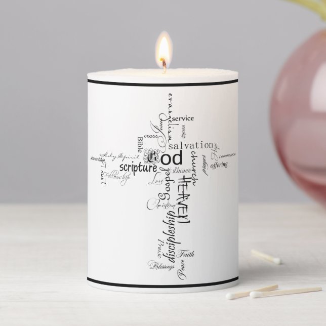 Christian words  pillar candle (In Situ)