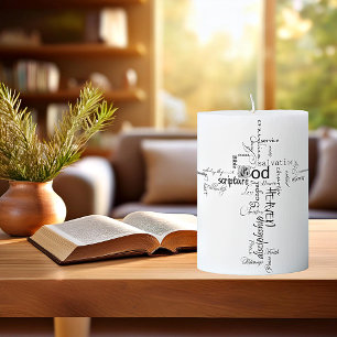 Christian words pillar candle