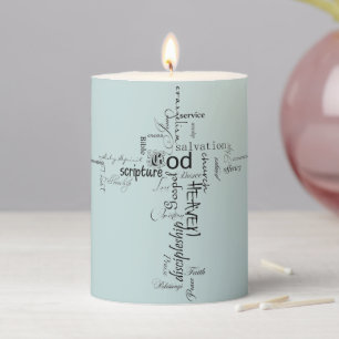 Christian words pillar candle