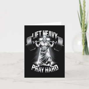 Christian Workout Lift Heavy Pray Hard Gym Bodybui Card