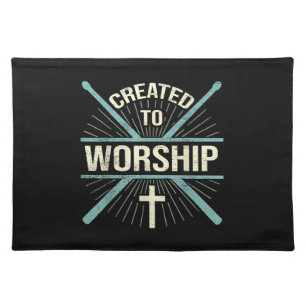 Christian Worship Band Created To Worship Drummer Cloth Placemat