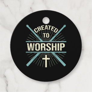 Christian Worship Band Created To Worship Drummer Favor Tags