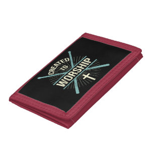 Christian Worship Band Created To Worship Drummer Trifold Wallet