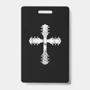 christian worship team guitar cross badge