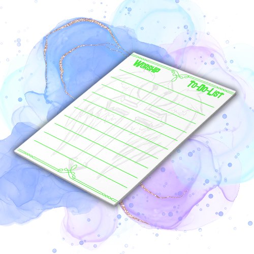 Christian Worship To_Do_List Green  Notepad