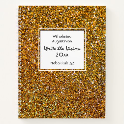 Christian WRITE THE VISION Customizable FAUX GOLD Notebook