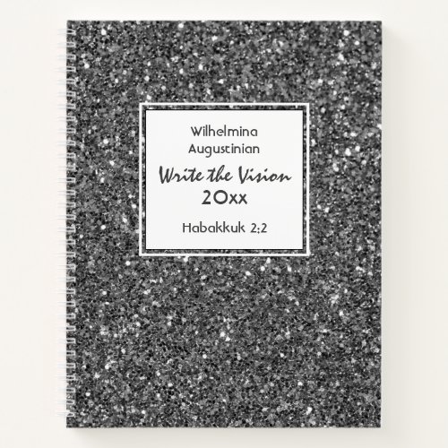Christian WRITE THE VISION Customizable GRAY Notebook