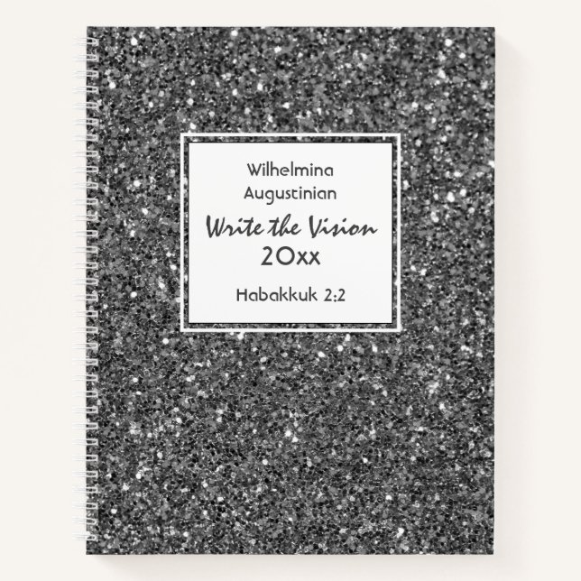 Christian WRITE THE VISION Customizable GRAY Notebook (Front)