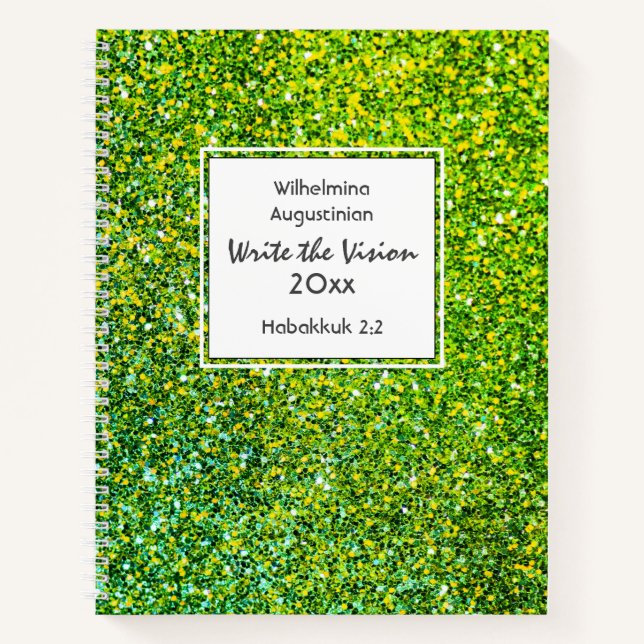 Christian WRITE THE VISION Customizable GREEN Notebook (Front)