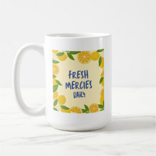 Christian Yellow Gingham Blue Lettering Lemon Coffee Mug