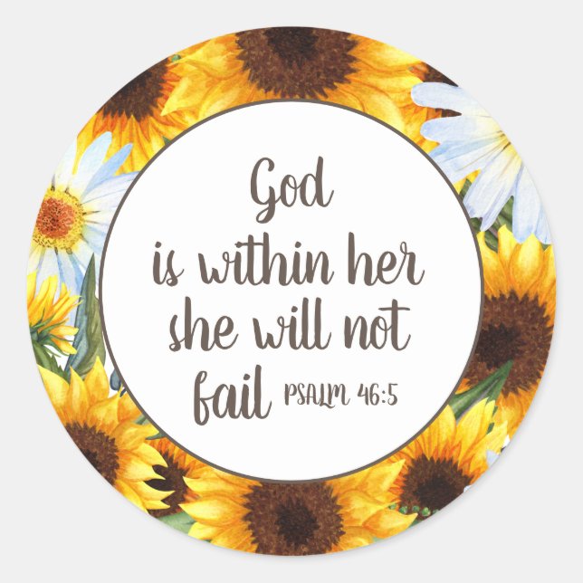 Christian Yellow Sunflowers White Daisies    Classic Round Sticker (Front)