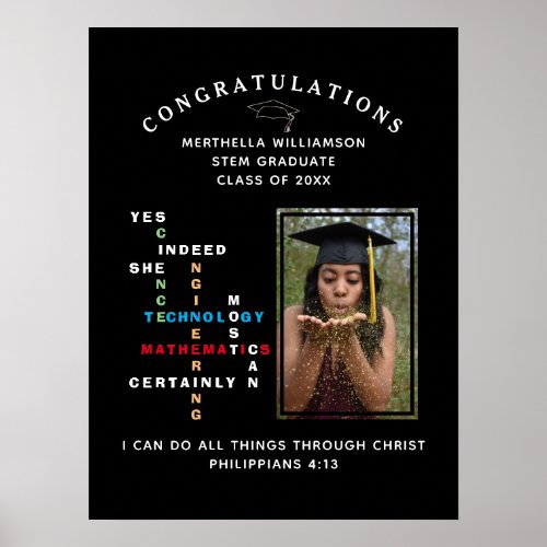 Christian YES SHE CAN Congrats STEM Graduate Poster