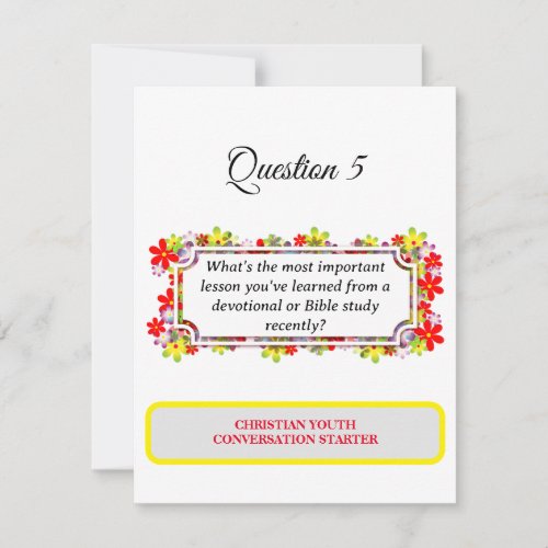 Christian Youth Conversation Starter Q5 Note Card