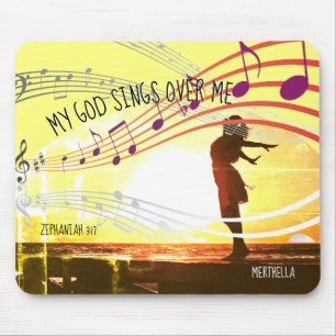 Christian Zeph 3:17 MY GOD SINGS OVER ME Yellow Mouse Pad