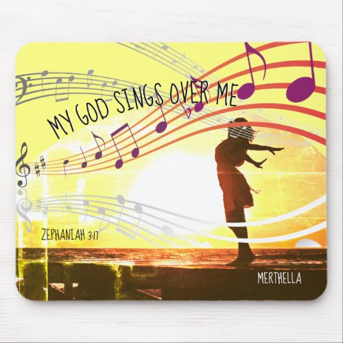 Christian Zeph 317 MY GOD SINGS OVER ME Yellow Mouse Pad