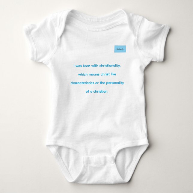 Christianality defined in blue on white onsie  baby bodysuit (Front)