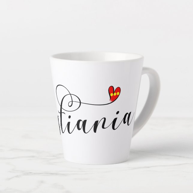 Christiania Flag Heart, Fristaden Christiania Latte Mug (Right Angle)