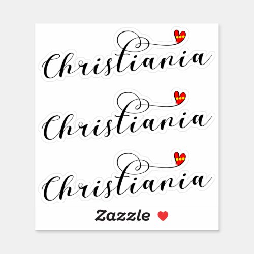 Christiania Flag Heart Fristaden Christiania Sticker