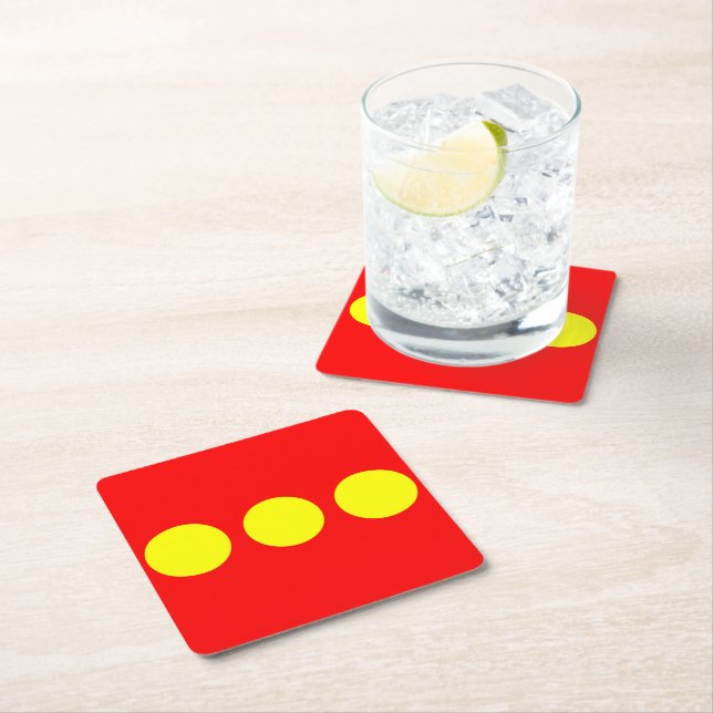 Christiania Flag Square Paper Coaster (Insitu)