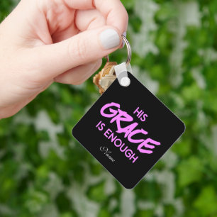 Christianity bible his grace is enough in pink keychain