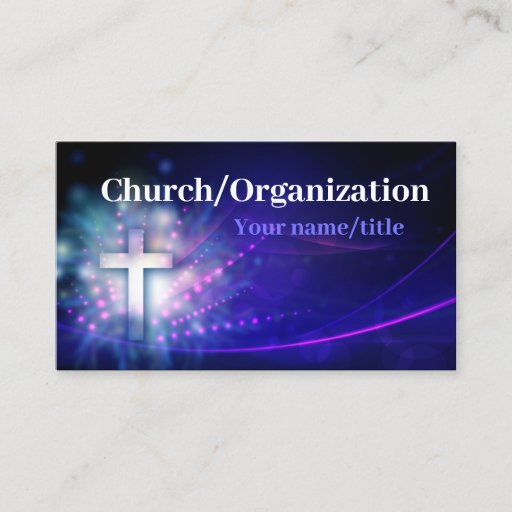 Customizable Christianity - Blue Shimmering Cross Business Card