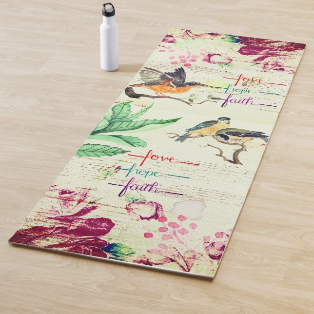 Christianity Faith, Hope, Love Watercolor Yoga Mat (In Situ)