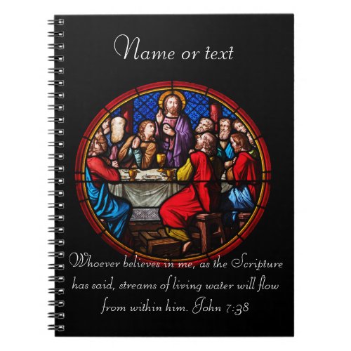 Christianity Jesus image with Bible scripture Notebook