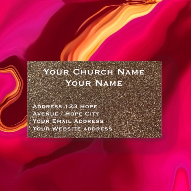 Christianity Religious Classy Gold Black Church Business Card (Customize Church Place of Worship business invitation card. Gold Black simple. Add Bible Verse Text)
