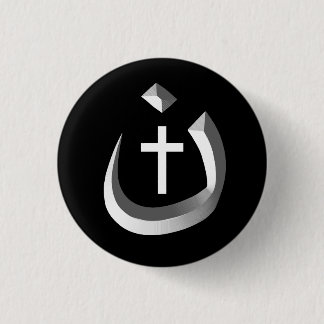 CHRISTIANITY SOLIDARITY - NAZARENE SYMBOL & CROSS PINBACK BUTTON