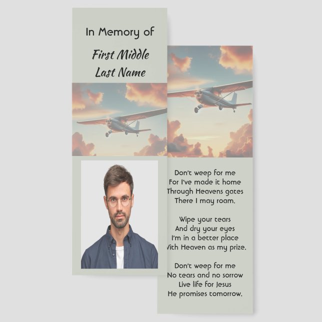 ChristianMemorial Keepsakes Pilot Airplane Sunset  Bookmarks (Front & Back)