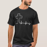 Christians Cross Heartbeat Life Ekg Ecg T-shirt at Zazzle