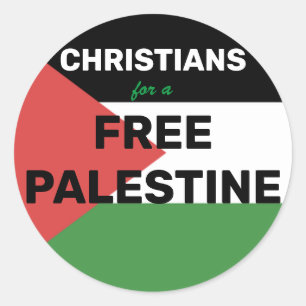 CHRISTIANS FOR A FREE PALESTINE FLAG RED BLACK  CLASSIC ROUND STICKER