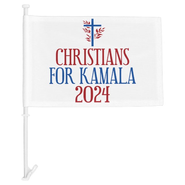  Christians for Kamala 2024 Election Blue Cross Car Flag (Front)