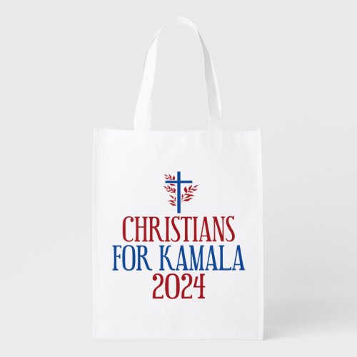  Christians for Kamala 2024 Election Blue Cross Grocery Bag