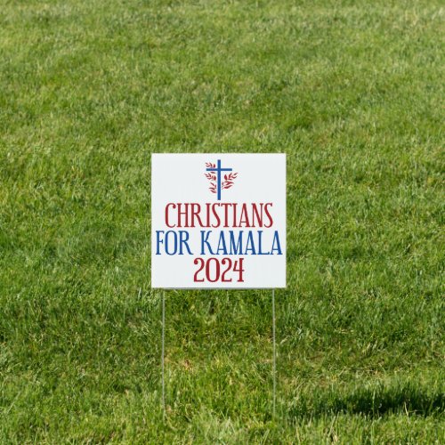  Christians for Kamala 2024 Election Blue Cross Sign