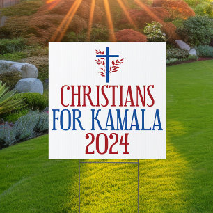 Christians for Kamala 2024 Election Blue Cross Sign