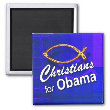 Christians For Obama Magnet (fish/blue) by thebarackspot at Zazzle