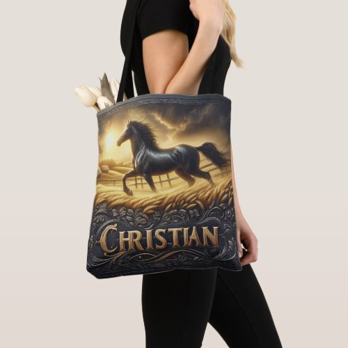 Christians Ranch Horse at Sunset Tote Bag