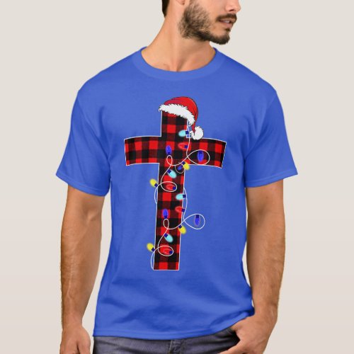 Christians Red Buffalo Plaid Christmas Cross Xmas  T_Shirt