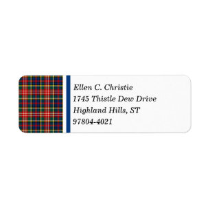 Christie Clan Bright Colorful Scottish Tartan Label