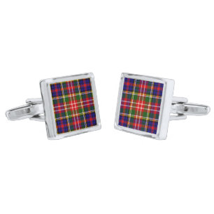 Christie Clan Tartan Plaid Silver Cufflinks