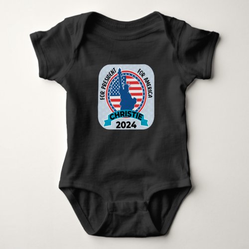  Christie For President 2024 with Flag and Statue Baby Bodysuit
