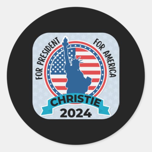  Christie For President 2024 with Flag and Statue Classic Round Sticker